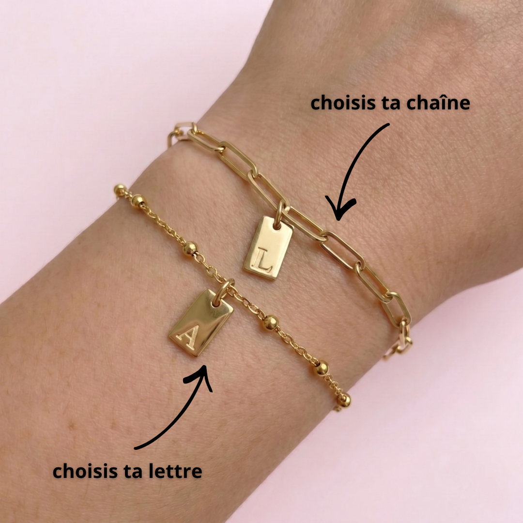 BRACELET PERSONNALISABLE INITIALE GRAVÉE